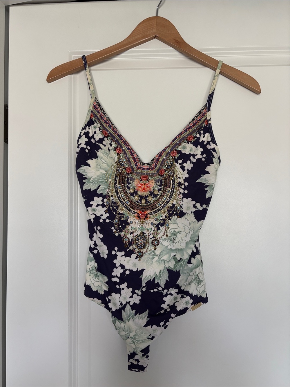 Camilla Navy Floral Embellished One-Piece Swimsuit